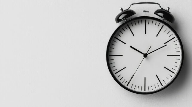 Classic black alarm clock on white background. (1)