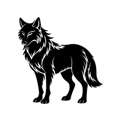 wolf silhouette, black and white silhouette, vector and illustration