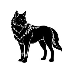 wolf silhouette, black and white silhouette, vector and illustration