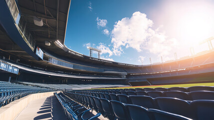 Empty stadium seats, a silent testament to the absence of fans, symbolizing the void left by the lack of human connection and shared experiences in the face of challenges.