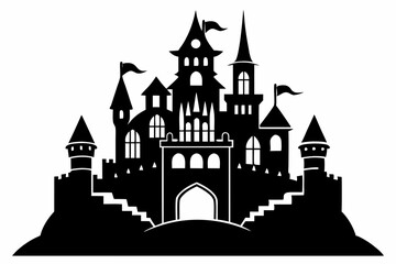 castle line art silhouette vector illustration