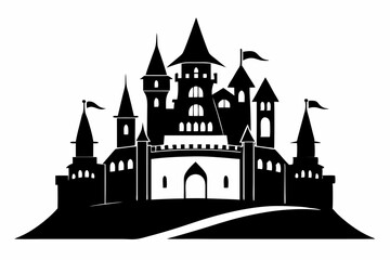 Obraz premium castle line art silhouette vector illustration