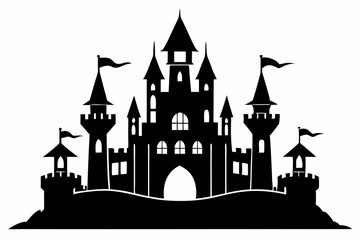 Obraz premium castle line art silhouette vector illustration