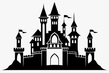 Obraz premium castle line art silhouette vector illustration