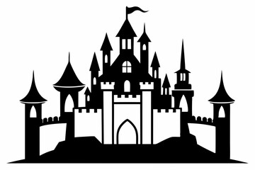 Obraz premium castle line art silhouette vector illustration