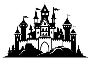 Fototapeta premium castle line art silhouette vector illustration