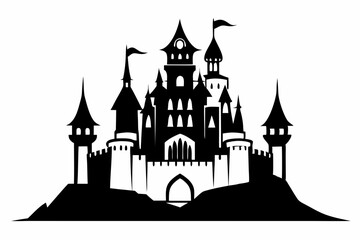 Obraz premium castle line art silhouette vector illustration