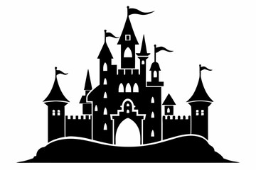 Obraz premium castle line art silhouette vector illustration