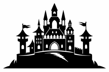 Obraz premium castle line art silhouette vector illustration