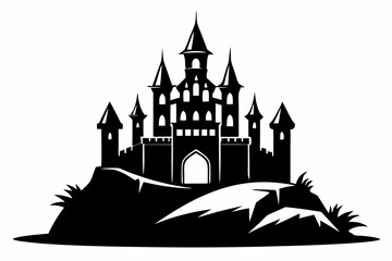 Obraz premium castle line art silhouette vector illustration