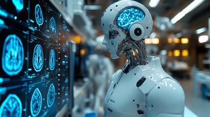 Advanced AI robots assist in medical diagnostics using cutting-edge technology and imaging systems