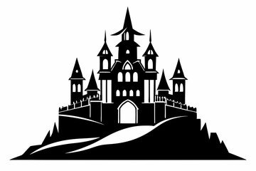castle line art silhouette vector illustration