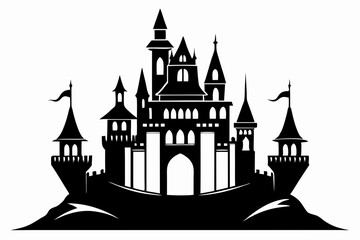 Obraz premium castle line art silhouette vector illustration