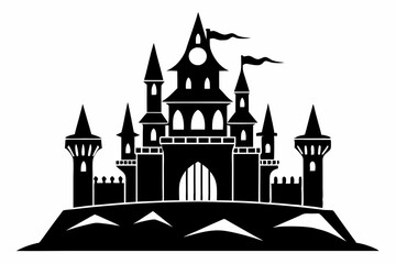 Obraz premium castle line art silhouette vector illustration