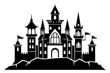 Fototapeta premium castle line art silhouette vector illustration