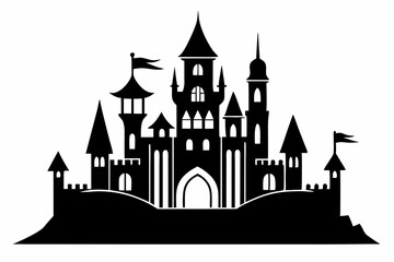 castle line art silhouette vector illustration