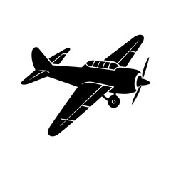 Light Propeller Airplane silhouette, black and white silhouette, vector and illustration