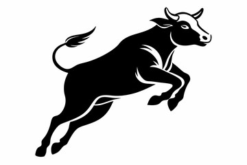 cow jumping line art silhouette vector illustration