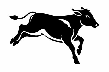 cow jumping line art silhouette vector illustration