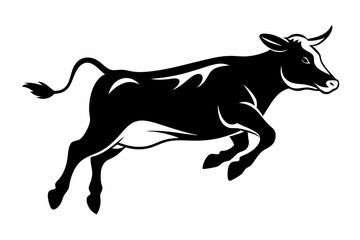 cow jumping line art silhouette vector illustration
