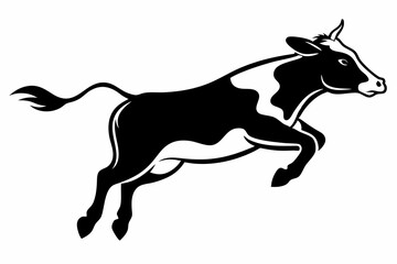 cow jumping line art silhouette vector illustration