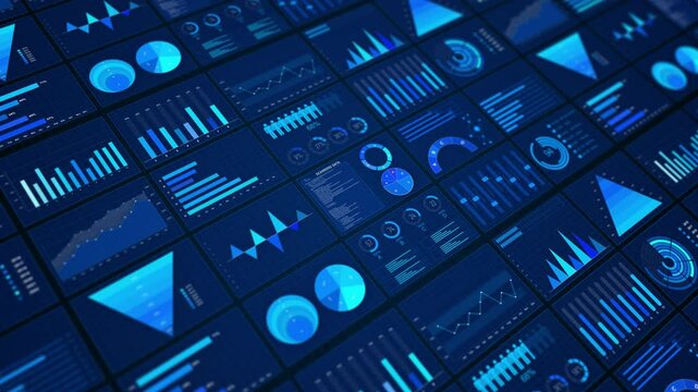 Advanced Modern Business HUD data analytics dashboard display Technology data analysis. financial investment. infographic of financial. reports of business strategy for investment Information