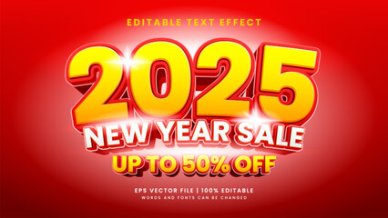 2025 new year sale  3d editable text effect promotion template