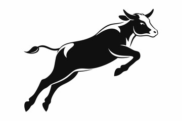 cow jumping line art silhouette vector illustration