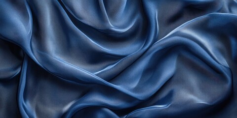 Fototapeta premium Close-up of blue silk fabric,