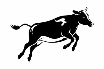Fototapeta premium cow jumping line art silhouette vector illustration