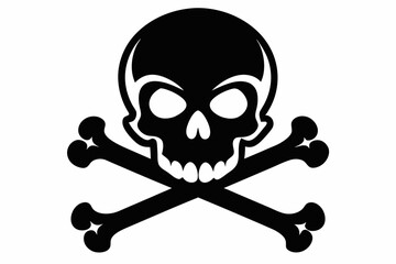 crossbones and skull line art silhouette vector illustration