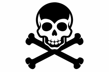 crossbones and skull line art silhouette vector illustration