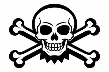 crossbones and skull line art silhouette vector illustration