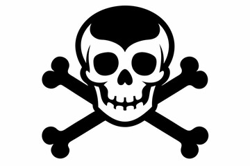 crossbones and skull line art silhouette vector illustration