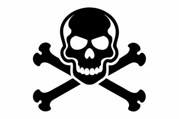 crossbones and skull line art silhouette vector illustration