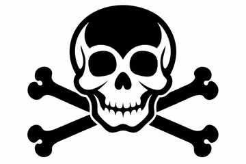 crossbones and skull line art silhouette vector illustration