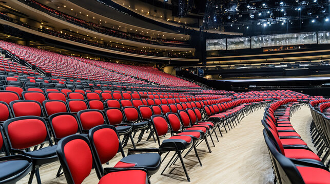 Empty stadium seats, a silent testament to the absence of fans, symbolizing the void left by the lack of human connection and shared experiences in the face of challenges.
