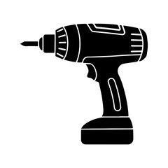 drill machine silhouette, black and white silhouette, vector and&nbsp;illustration