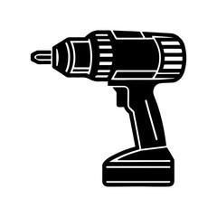 drill machine silhouette, black and white silhouette, vector and&nbsp;illustration