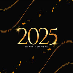 Modern Happy new year 2025 golden text stylish background