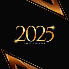 Stylish Happy new year 2025 celebration golden text background