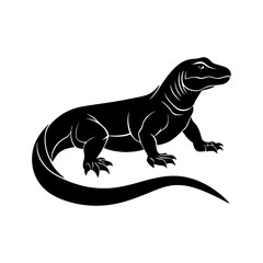 lizard silhouette, black and white silhouette, vector and illustration