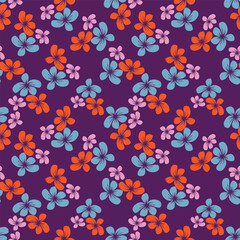Beautiful little flower pattern on purple background. Sweet flower pattern is perfect for dress.