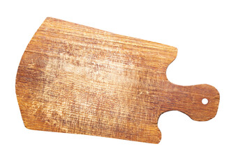 empty wooden cutting board isolated on transparent background, top view