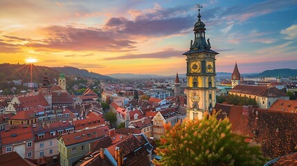 Obraz premium Prague, Czech Republic. Cityscape of Prague at sunset.