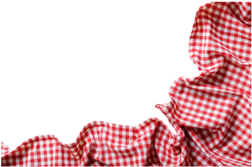 red checkered tablecloth isolated on transparent background, top view