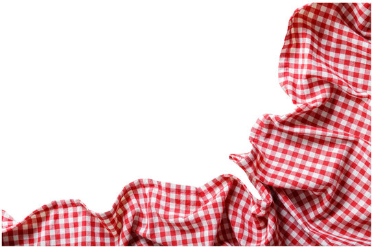 red checkered tablecloth isolated on transparent background, top view
