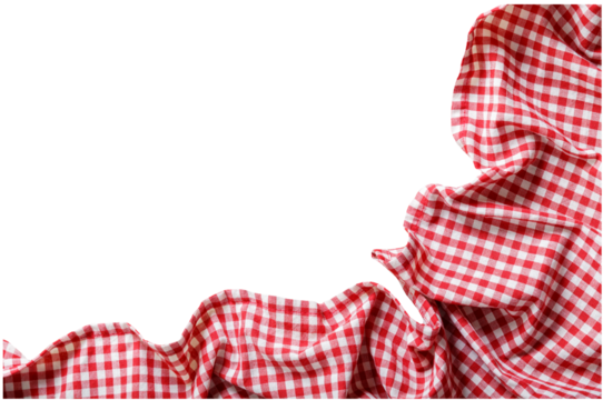 red checkered tablecloth isolated on transparent background, top view