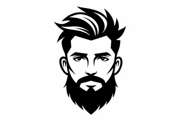 hipster man head line art silhouette vector illustration
