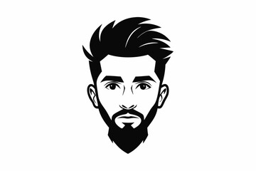 hipster man head line art silhouette vector illustration